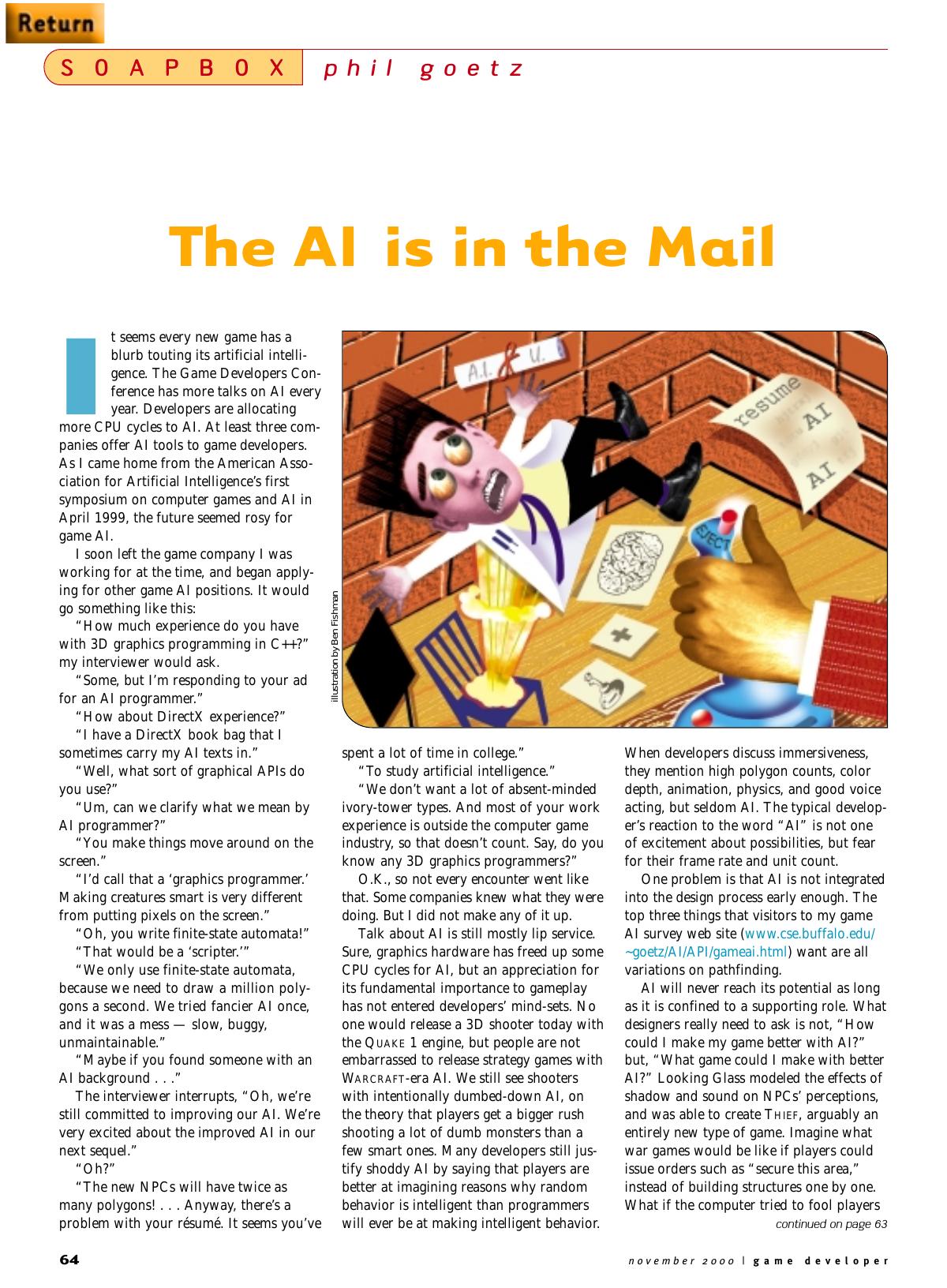 112000: Soapbox: The AI is in the Mail by Unknown