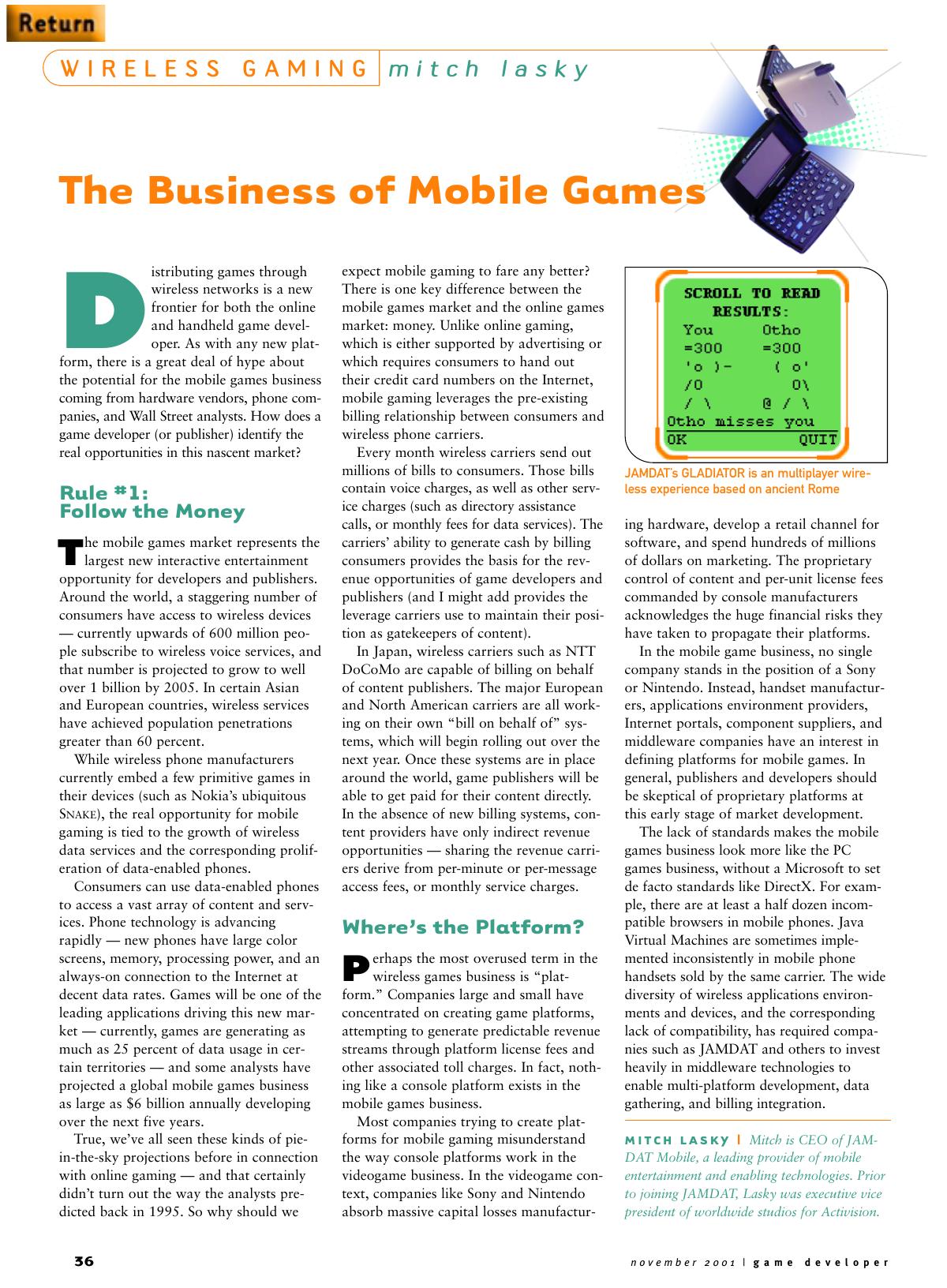 112001: Wireless Gaming: The Business of Mobile Games by Unknown