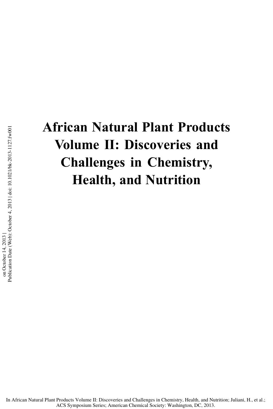 1127. African Natural Plant Products Vol. II by Discoveries & Challenges in Chemistry Health & Nutrition (2013)