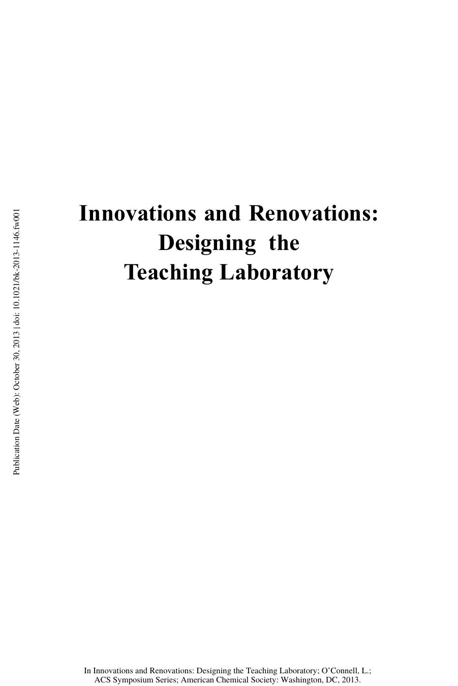 1146. Innovations and Renovations by Designing the Teaching Laboratory (2013)