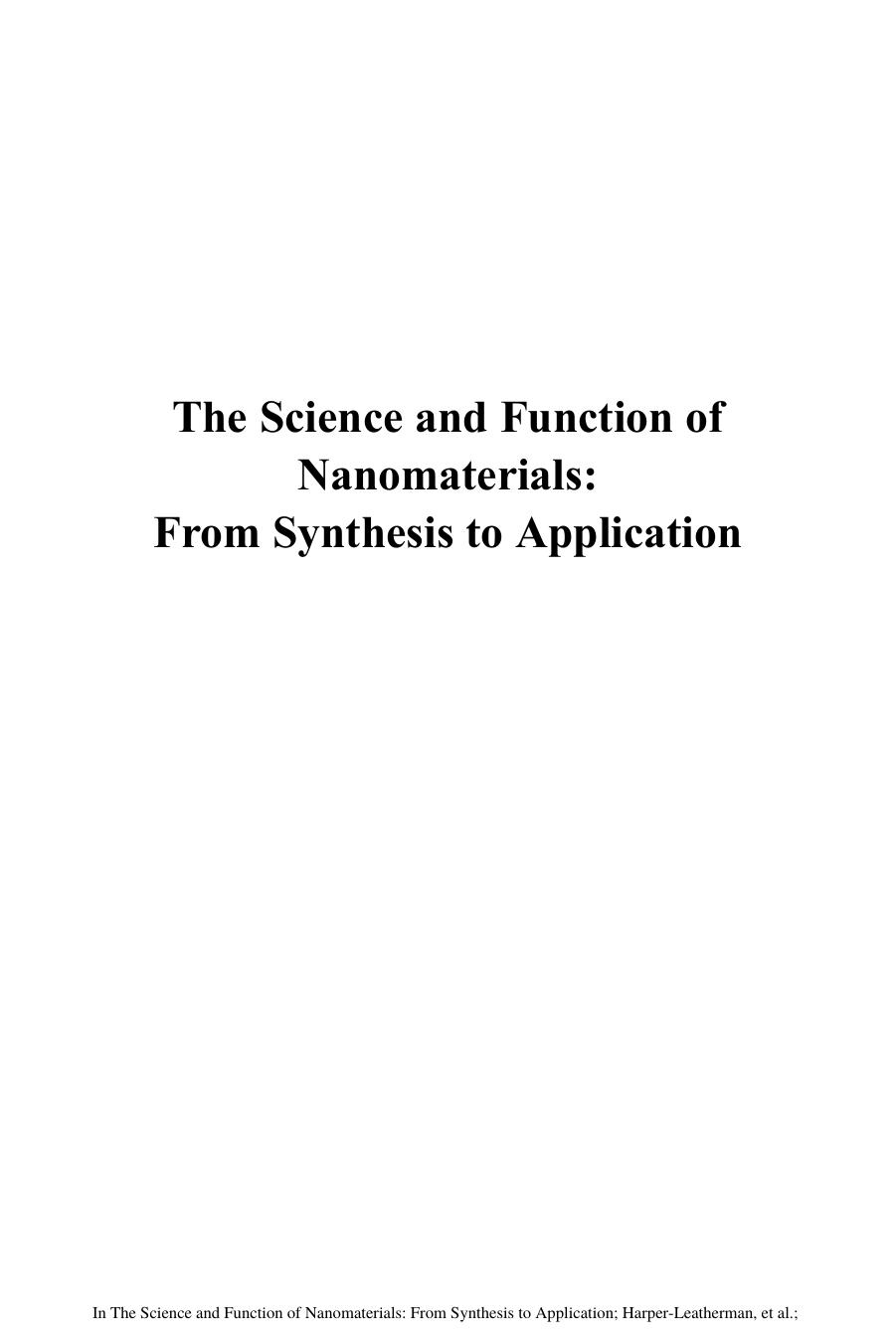 1183. The Science and Function of Nanomaterials by From Synthesis to Application (2014)