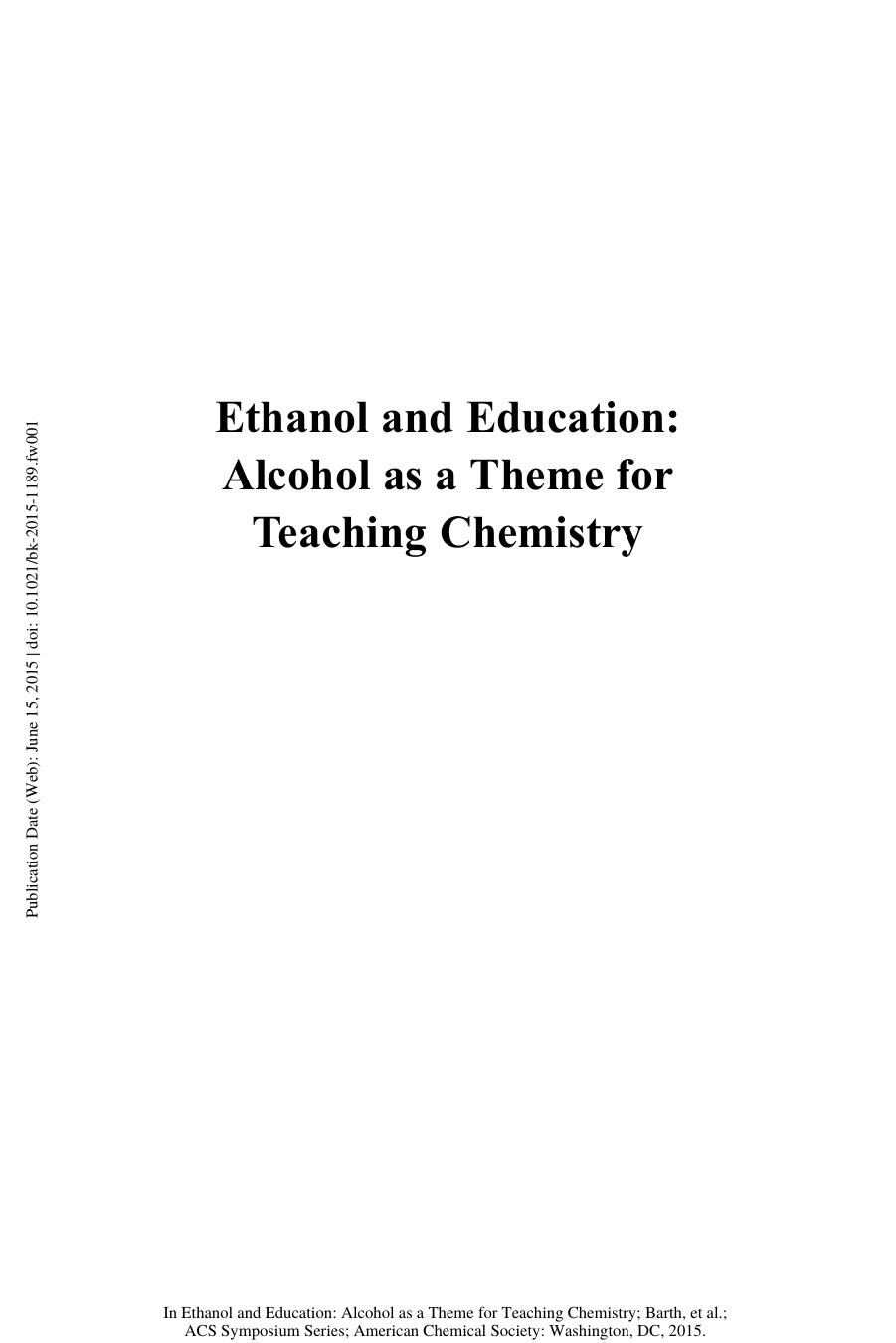 1189. Ethanol and Education by Alcohol as a Theme for Teaching Chemistry (2015)