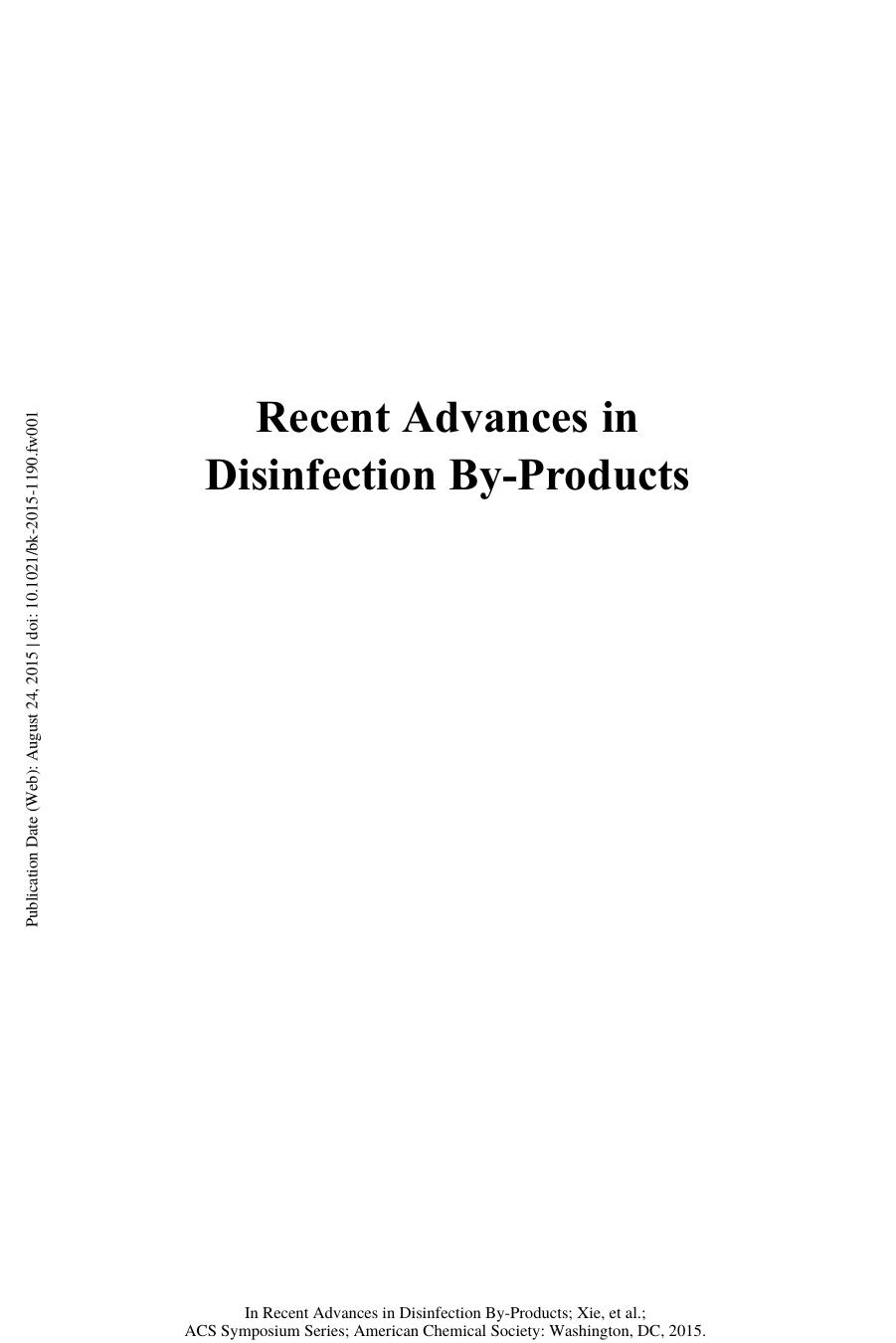 1190. Recent Advances in Disinfection By-Products (2015) by Unknown