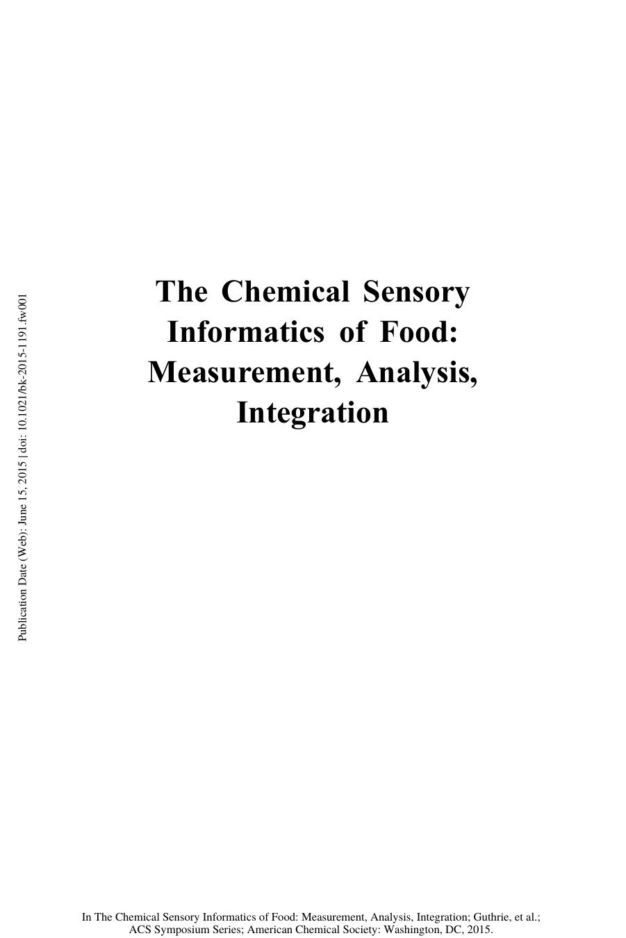 1191. The Chemical Sensory Informatics of Food by Measurement Analysis Integration (2015)