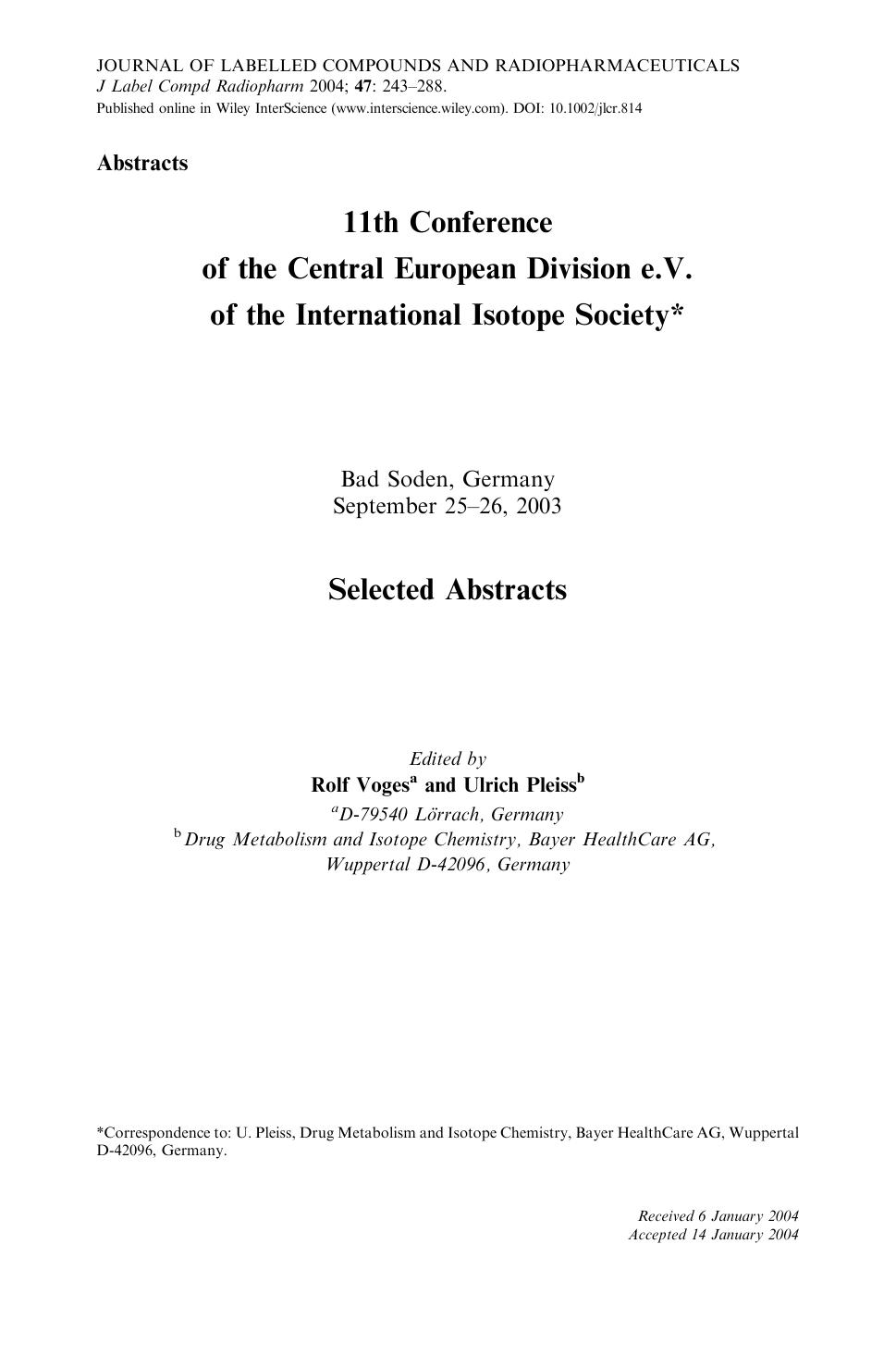 11th conference of the central european division e.V. of the international isotope society by Unknown
