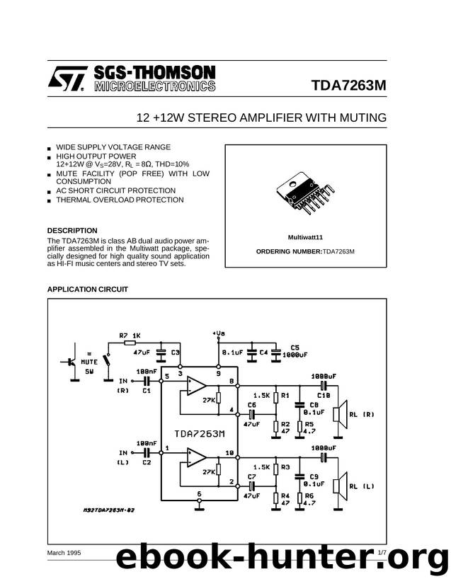 12 + 12W STEREO AMPLIFIER WITH MUTING by SGS-THOMSON Microelectronics