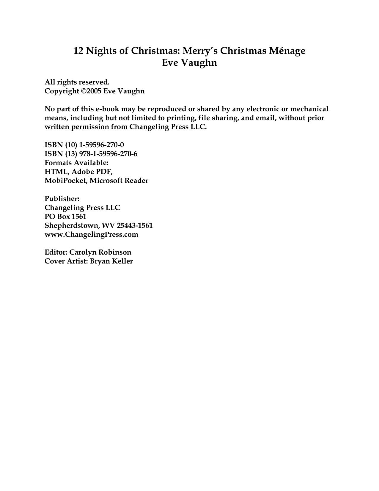 12 Nights of Christmas: Merryâs Christmas MÃ©nage by Eve Vaughn