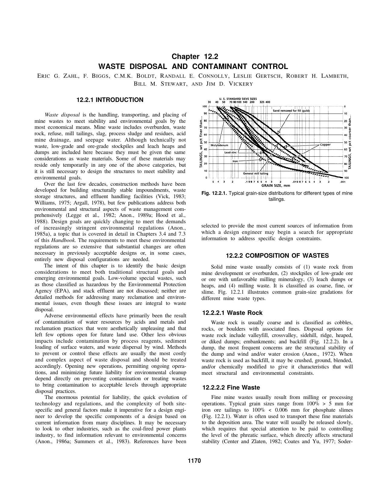 12.2 Waste Disposal and Contaminant Control by Society for Mining Metallurgy & Exploration Inc
