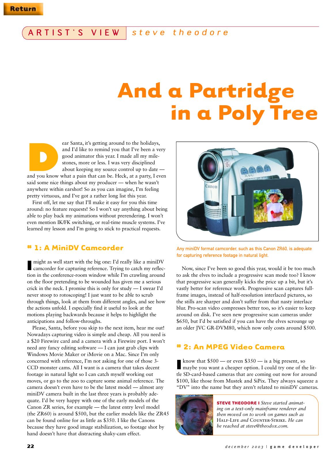 122003: Artist's View: And a Partridge in a Poly Tree by Unknown