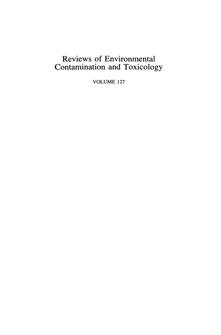 127. Continuation of Residue Reviews (1992) by Unknown