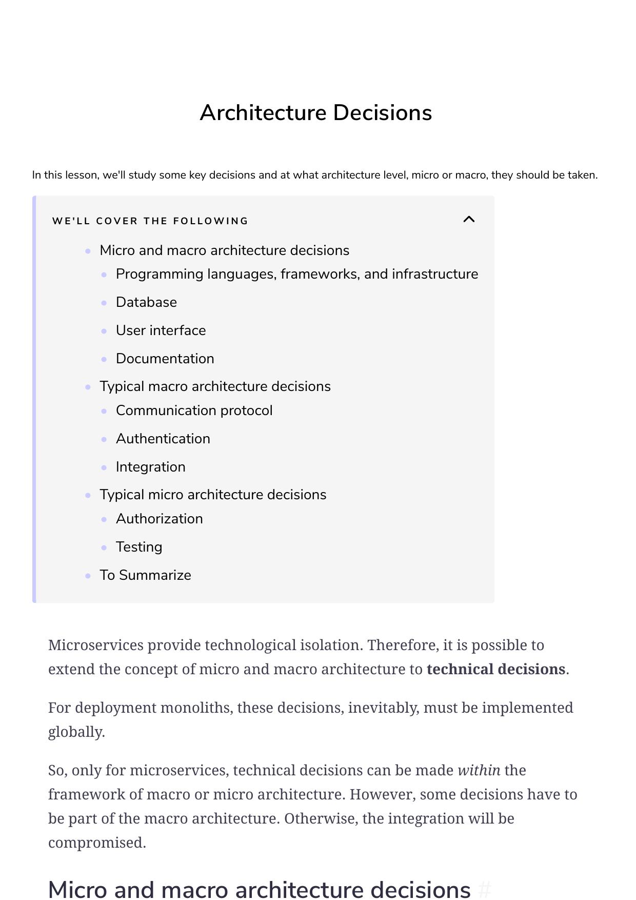 13 Architecture Decisions by Unknown