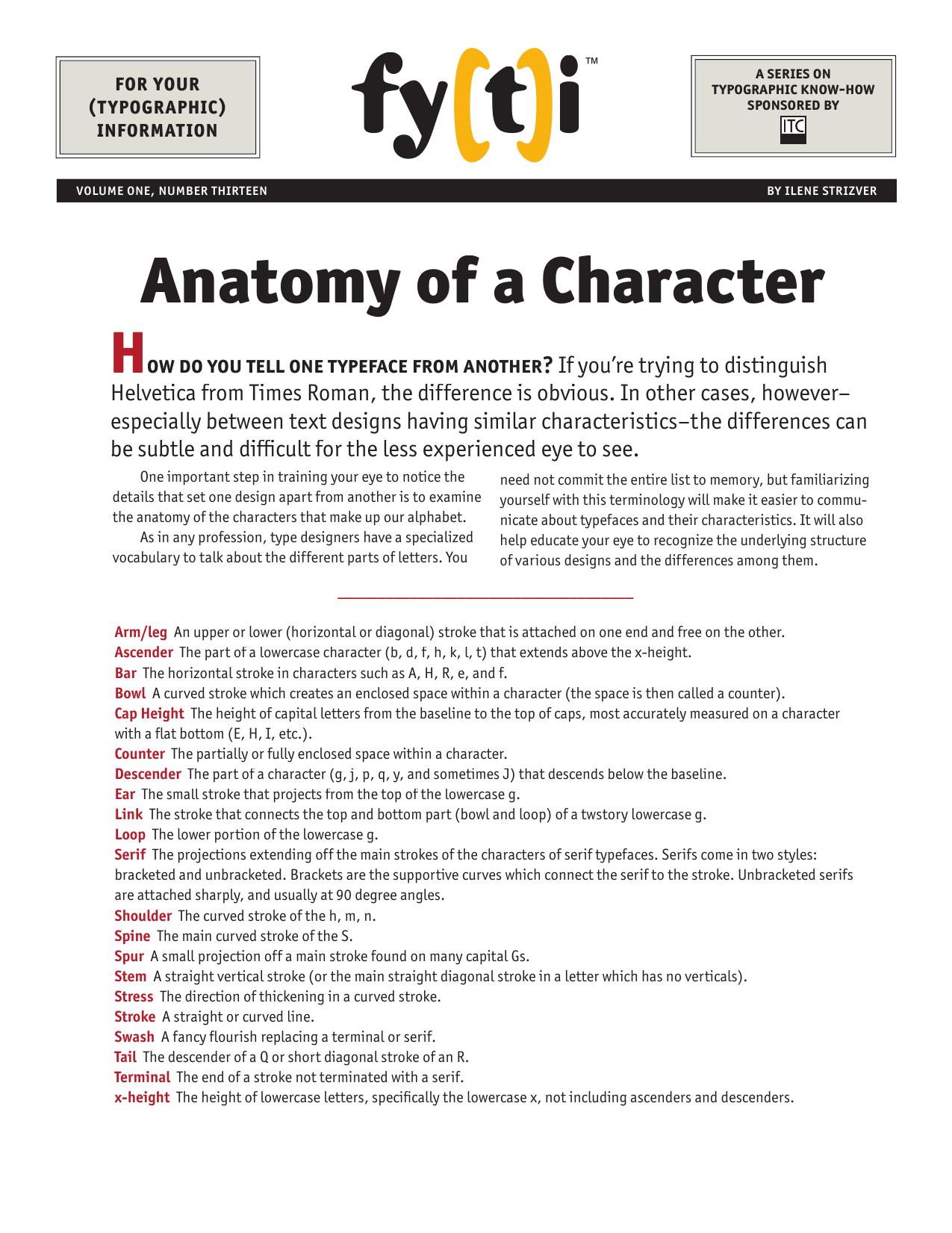 13 FYTI Anatomy of A Character by Unknown