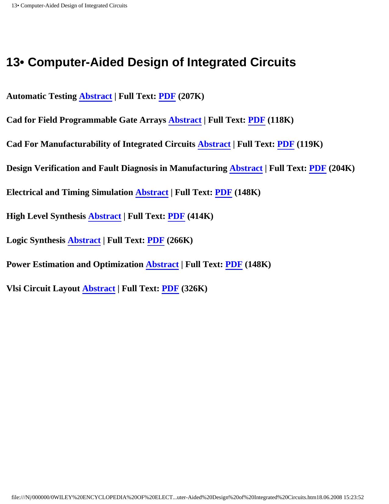 13.Computer-Aided Design of Integrated Circuits by John G. Webster (Editor)
