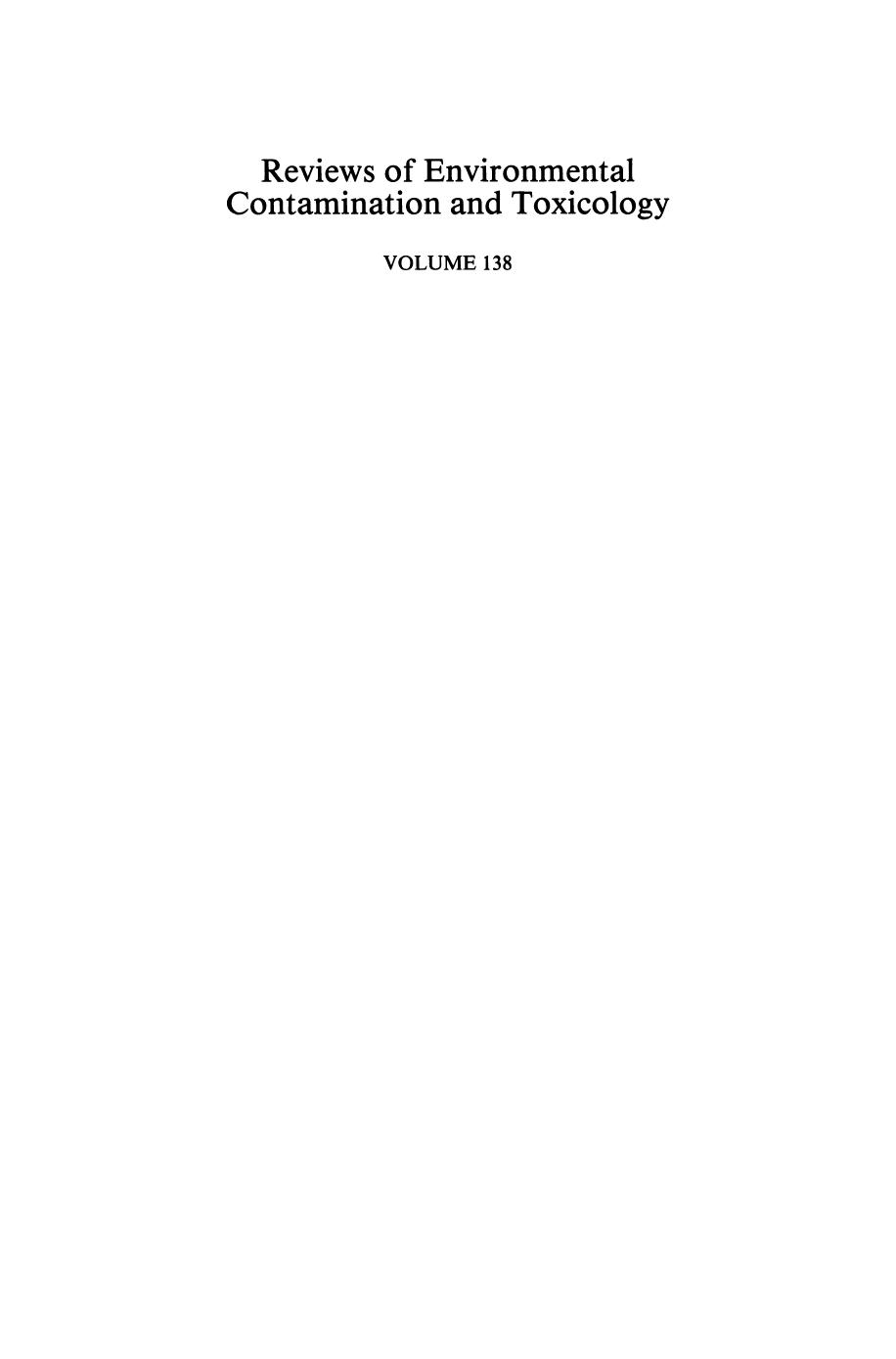 138. Continuation of Residue Reviews (1994) by Unknown