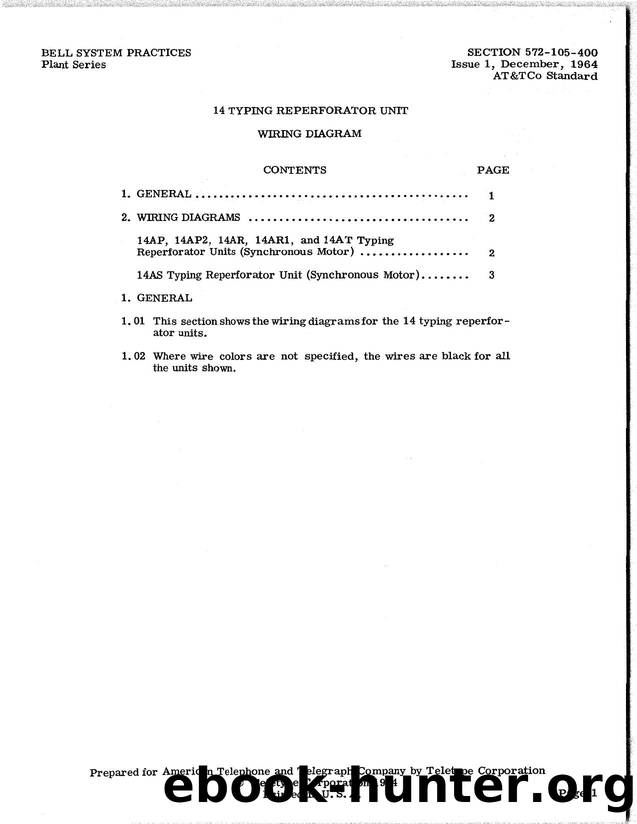14 TYPING REPERFORATOR UNIT WIRING DIAGRAM by Teletype