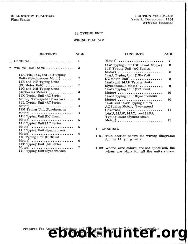 14 TYPING UNIT WIRING DIAGRAM by Teletype