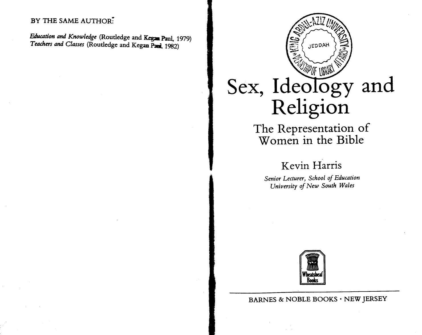 14- Harris by Sex Ideology & Religion; The Representaion of Women in the Bible (1984)
