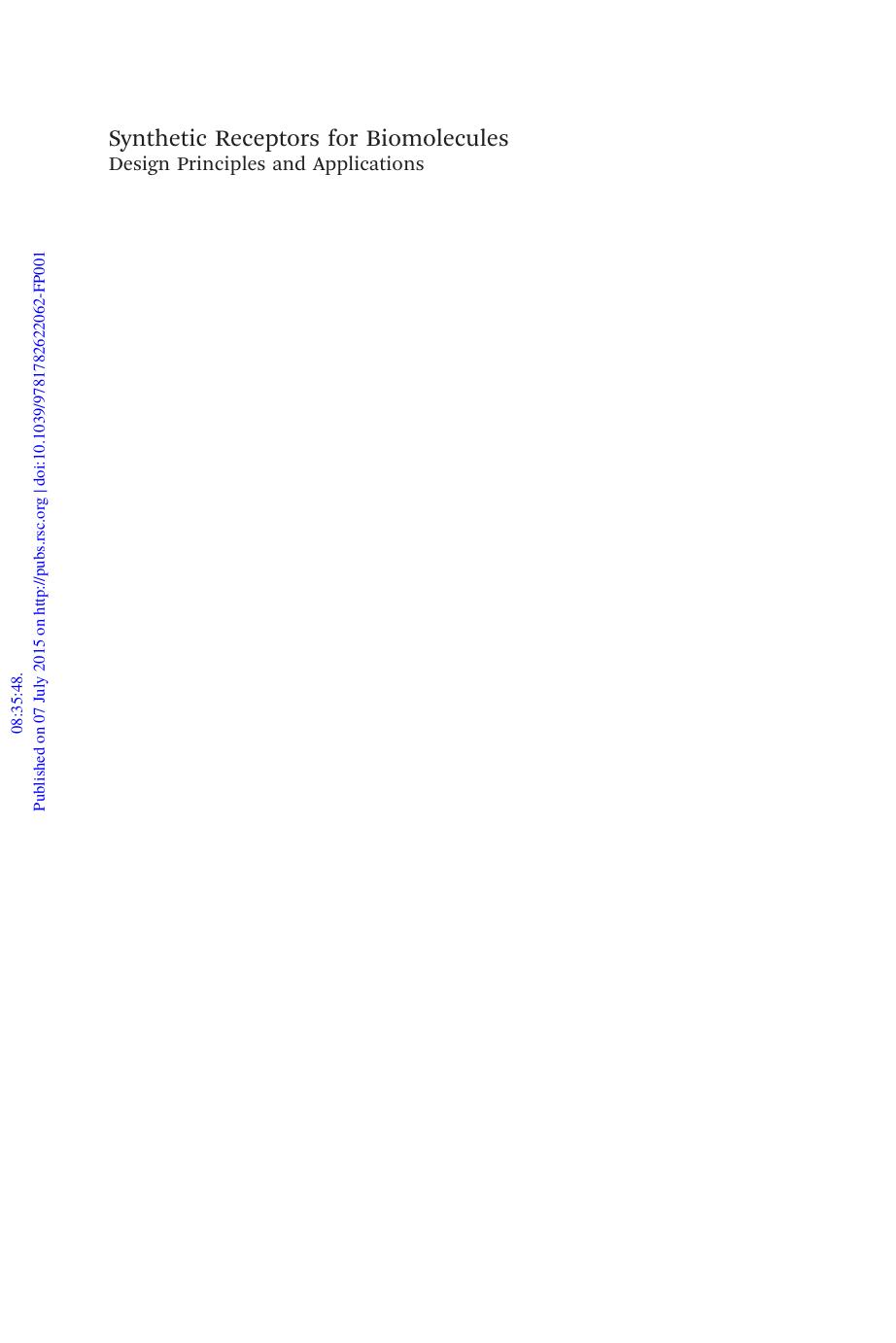 14. Synthetic Receptors for Biomolecules by Design Principles & Applications (2015)