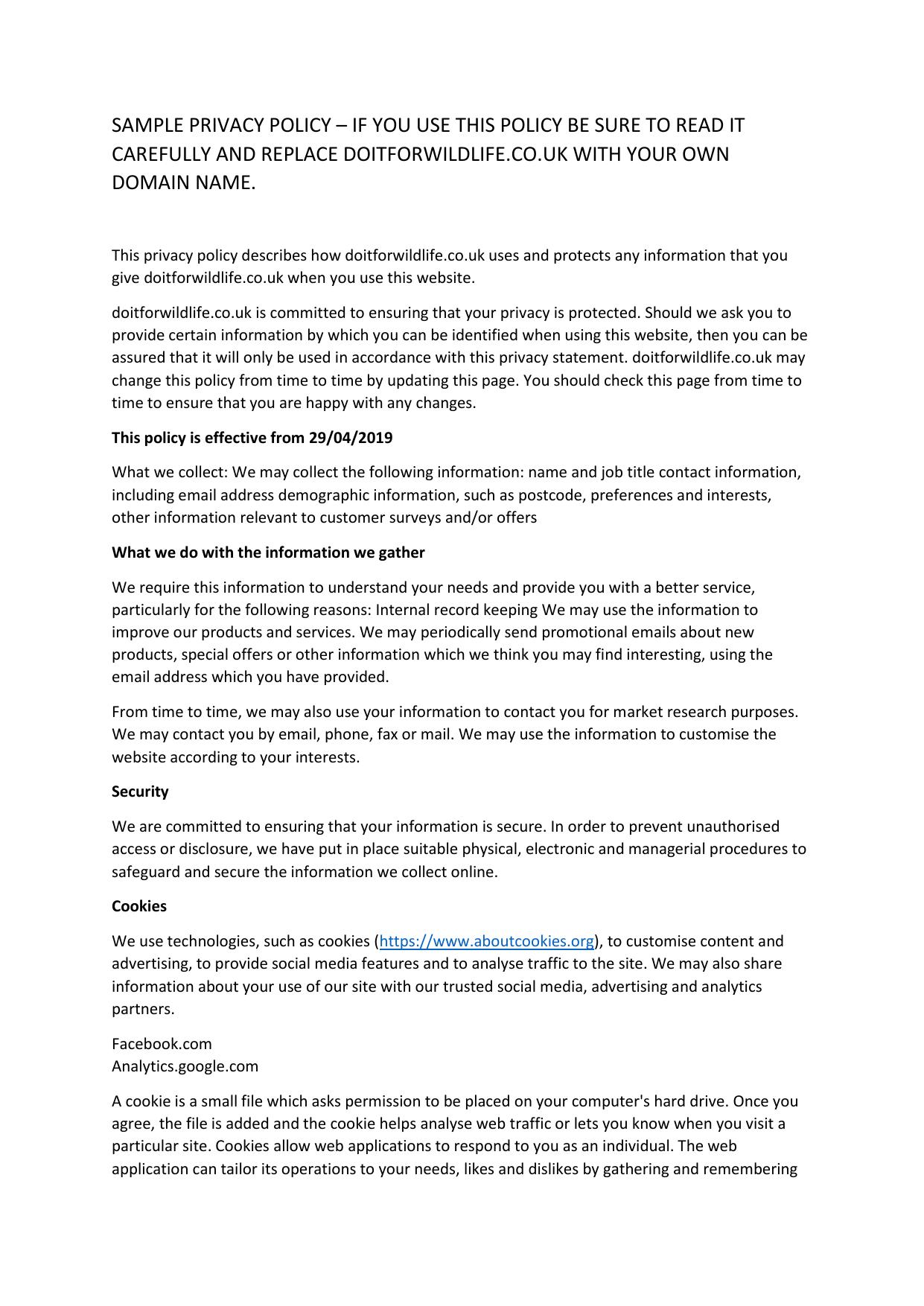14.1 SAMPLE PRIVACY POLICY.pdf by Julie Wilson