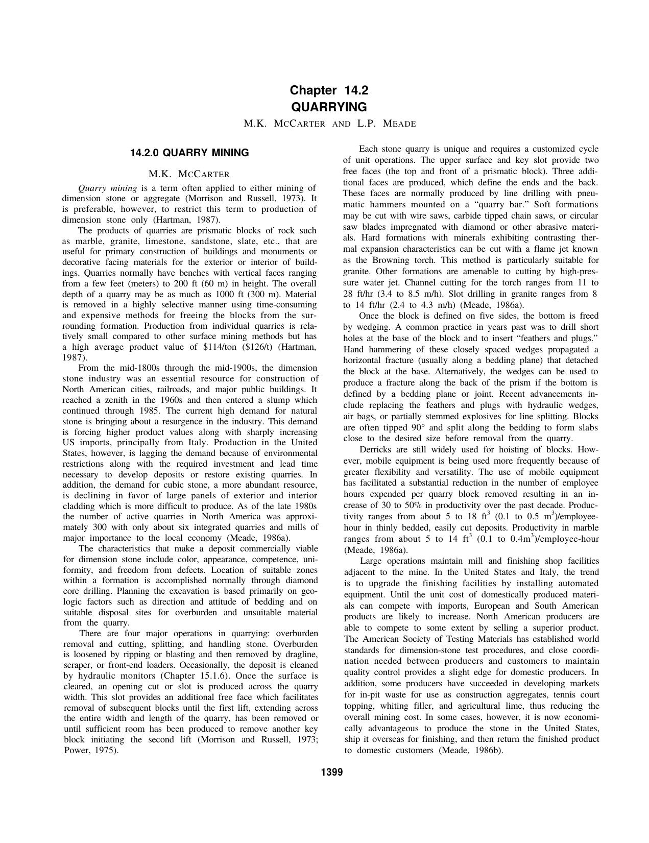 14.2 Quarrying by Society for Mining Metallurgy & Exploration Inc