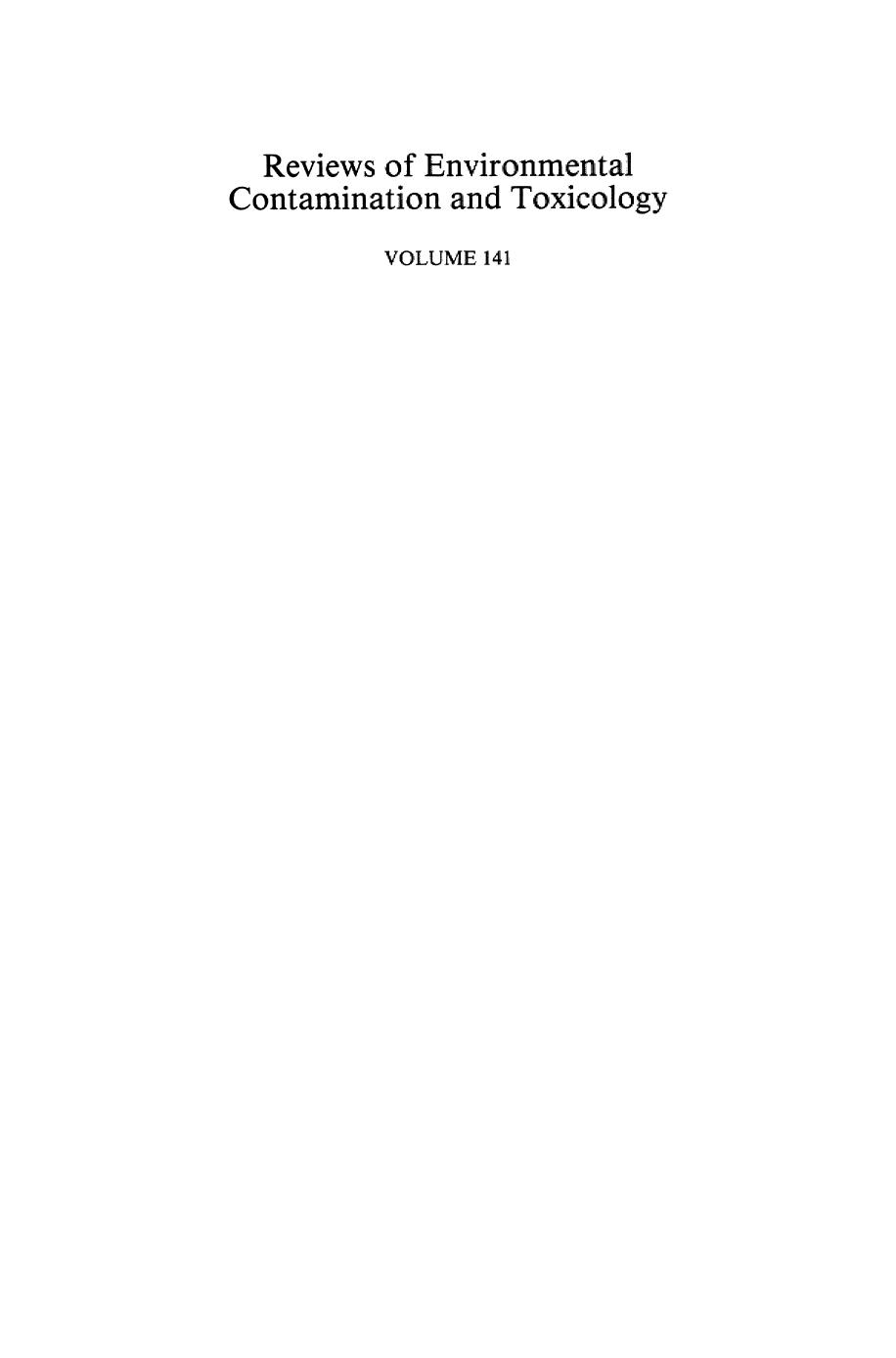 141. Continuation of Residue Reviews (1995) by Unknown