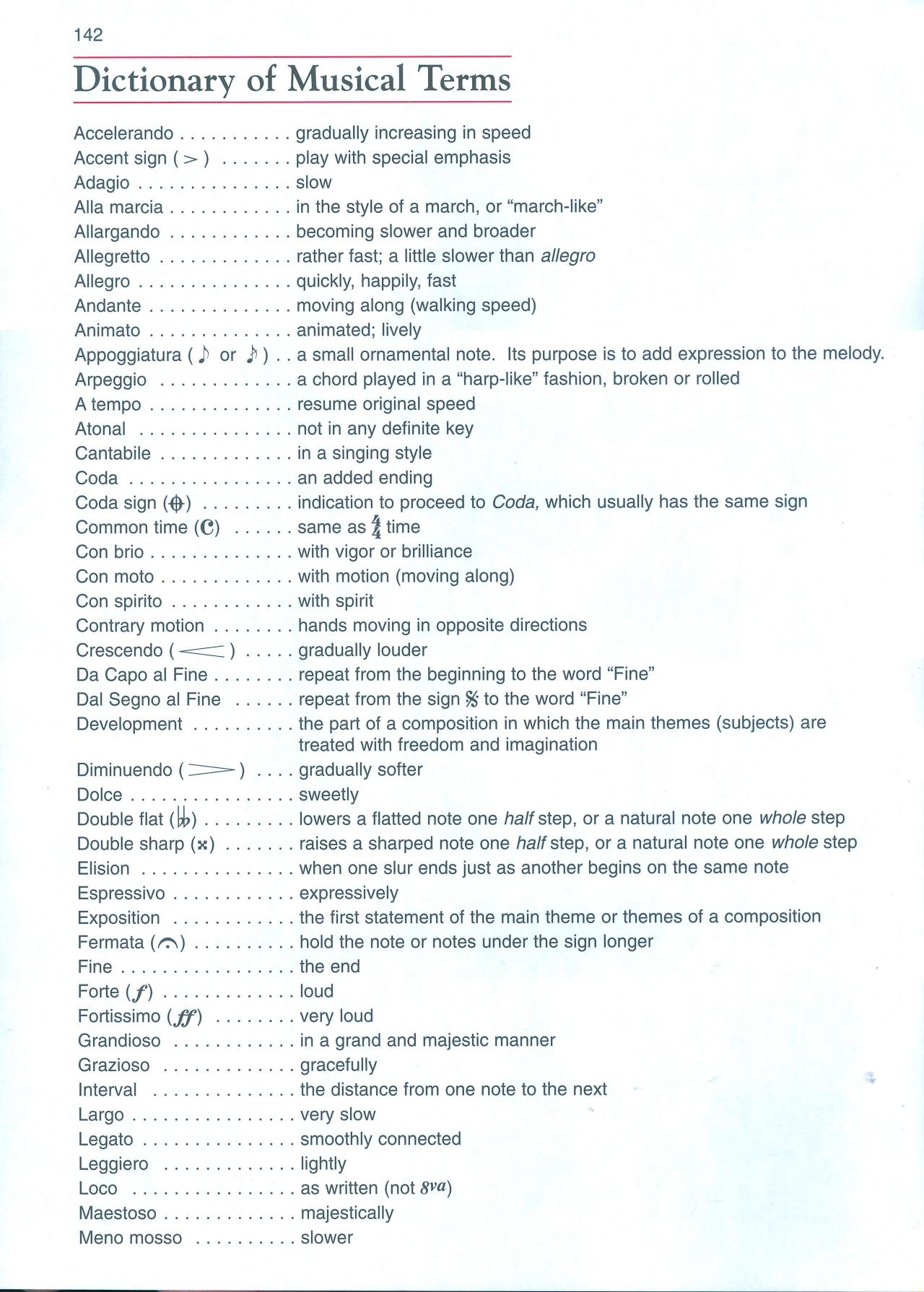 142 music terms by Unknown