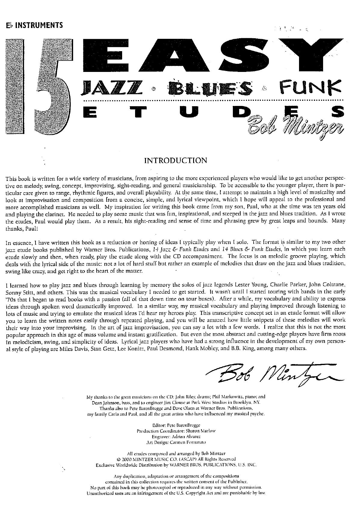 15 Easy Etudes for Eb Instruments by Bob Mintzer
