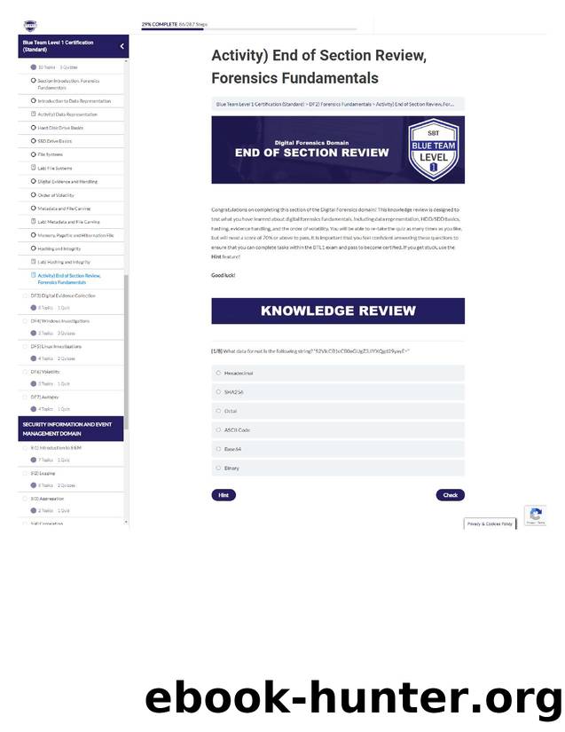 15. Activity) End of Section Review, Forensics Fundamentals by Unknown