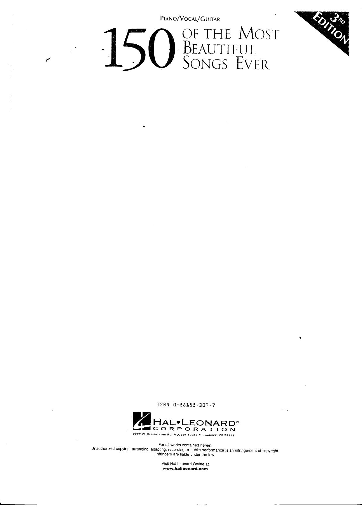 150 of the Most Beautiful Songs Ever by Hal Leonard Corp
