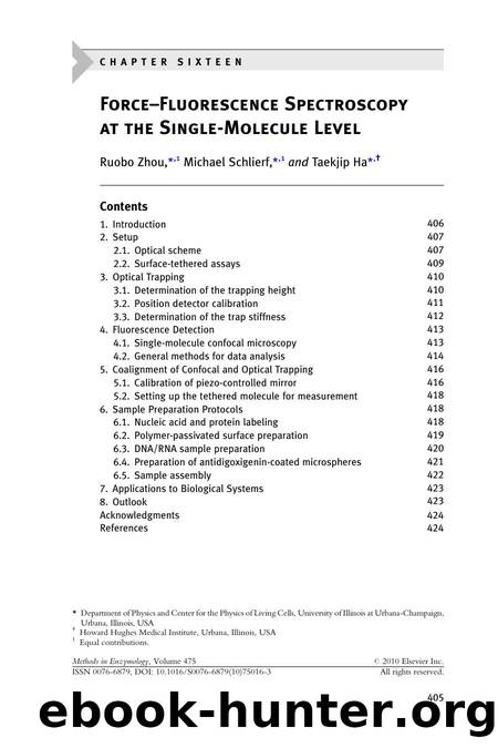 16 - Force-Fluorescence Spectroscopy at the Single-Molecule Level by Ruobo Zhou & Michael Schlierf & Taekjip Ha
