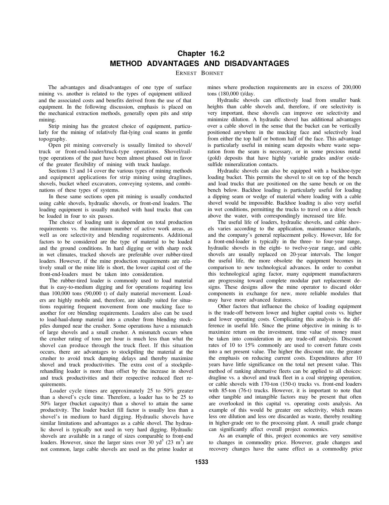16.2 Method Advantages and Disadvantages by Society for Mining Metallurgy & Exploration Inc