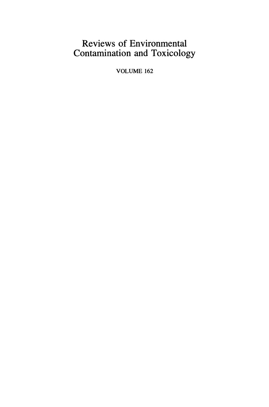 162. Continuation of Residue Reviews (1999) by Unknown