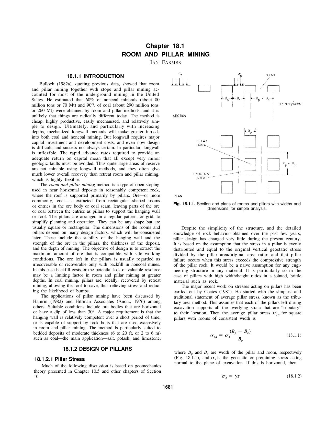 18.1 Room and Pillar Mining by Society for Mining Metallurgy & Exploration Inc