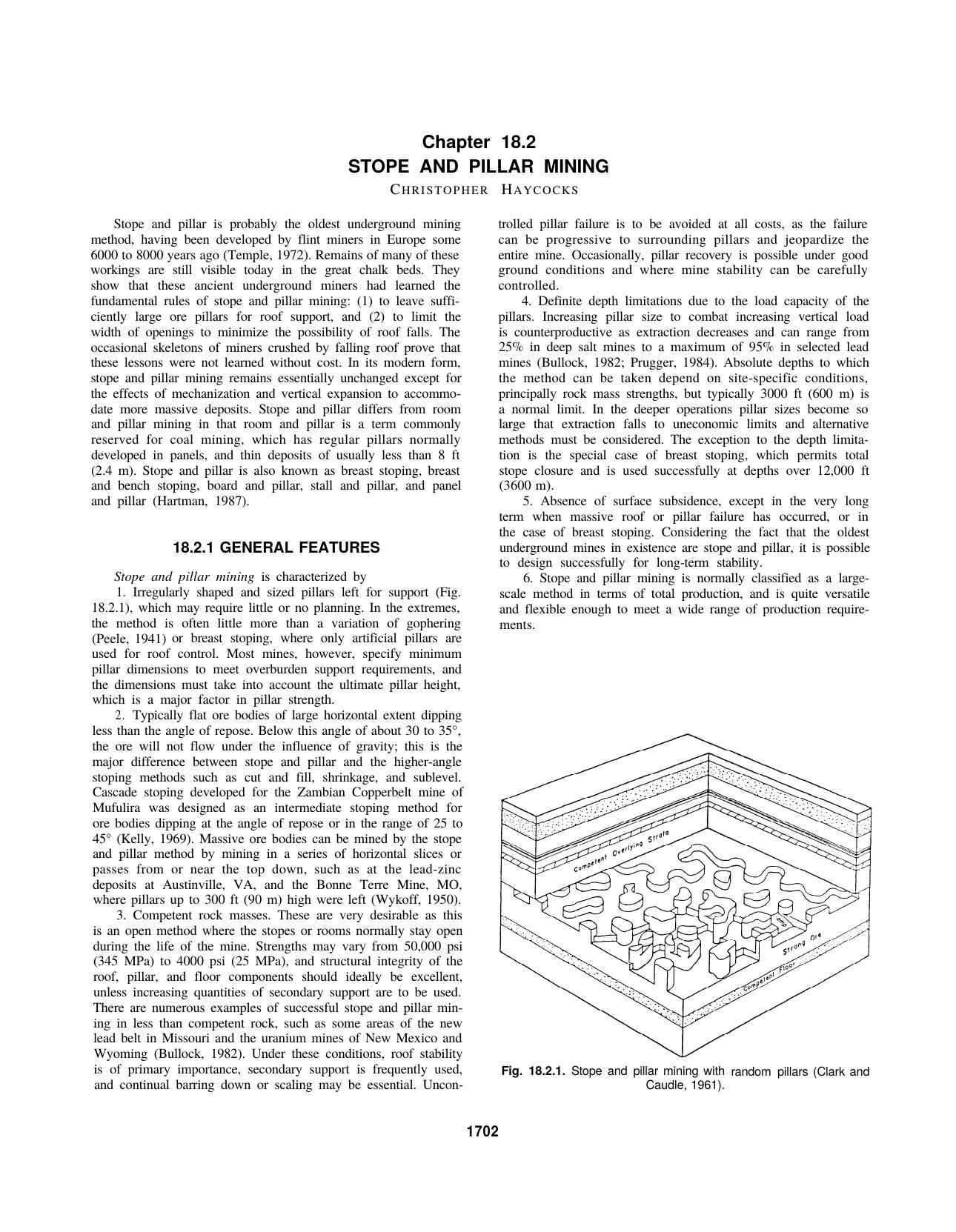 18.2 Stope and Pillar Mining by Society for Mining Metallurgy & Exploration Inc
