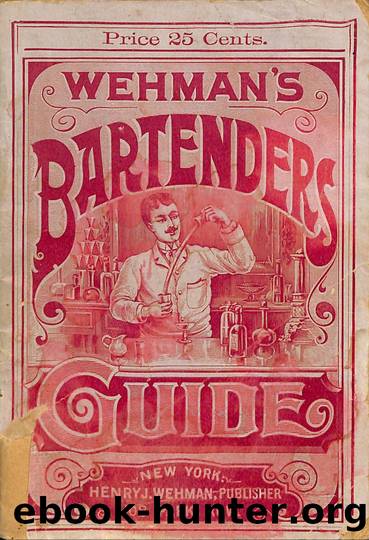 1891 Wehmanâs Bartenderâs Guide by Henry J. Wehman by Unknown