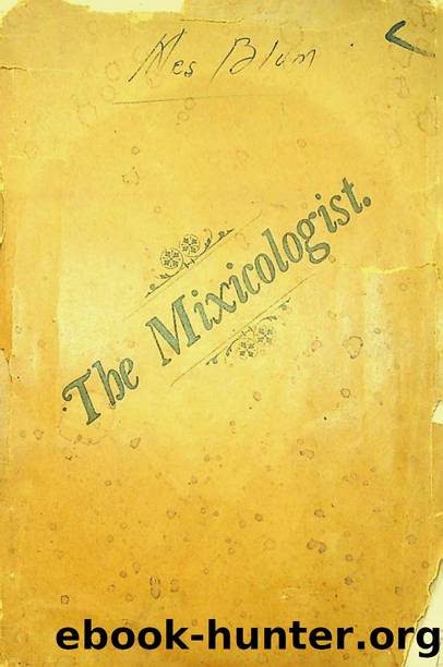 1895 The Mixicologist (First Edition) by C F Lawlor by Unknown