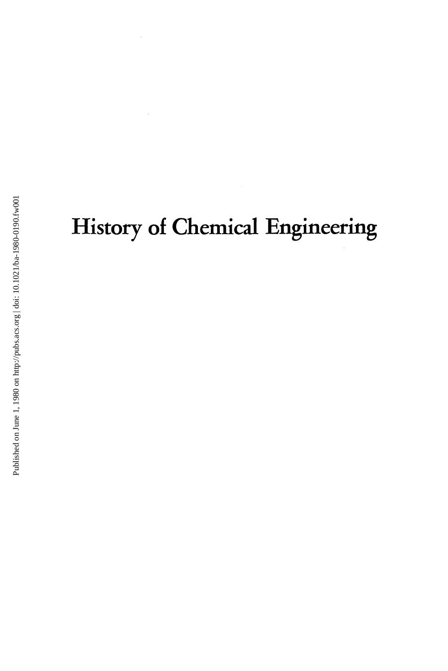 190. History of Chemical Engineering (1980) by Unknown