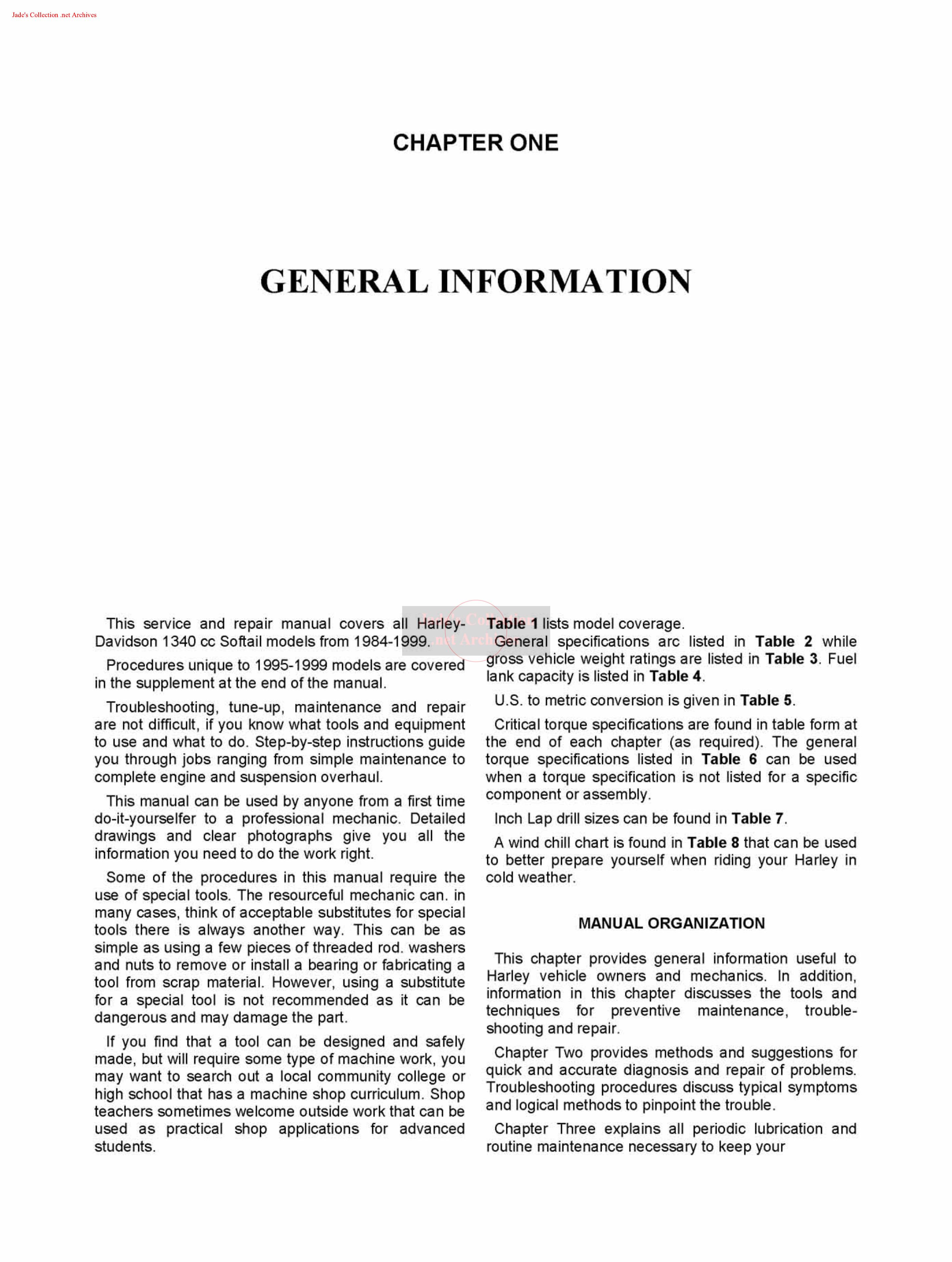 1984-1999 Softail Service Manual by unknow