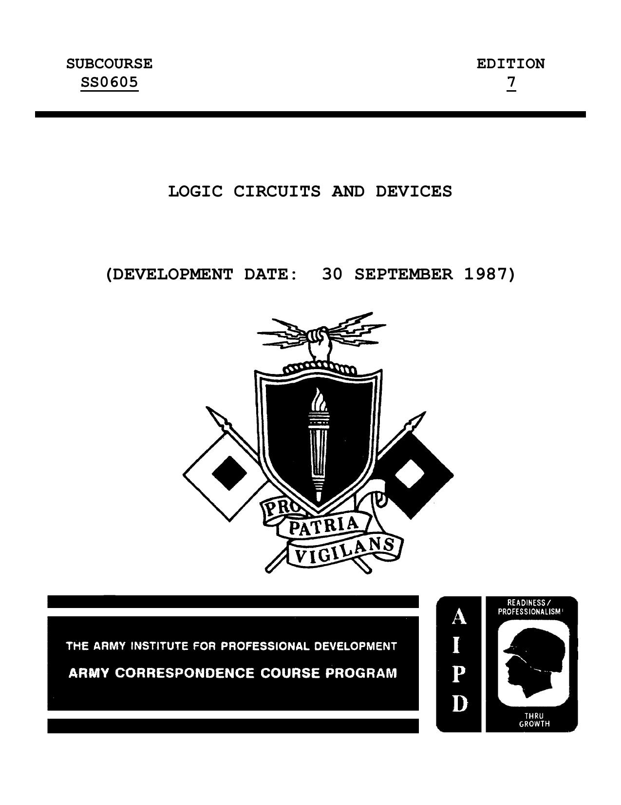 1987 US Army LOGIC CIRCUITS AND DEVICES 41p by Unknown