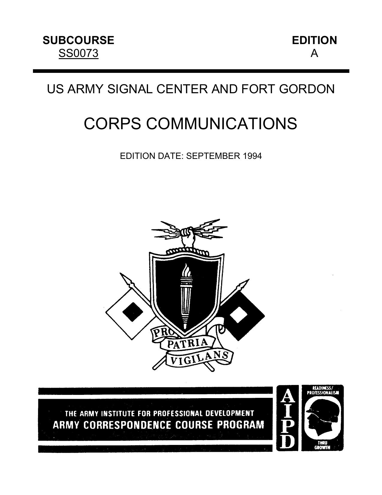 1994 US Army CORPS COMMUNICATIONS 123p by Unknown