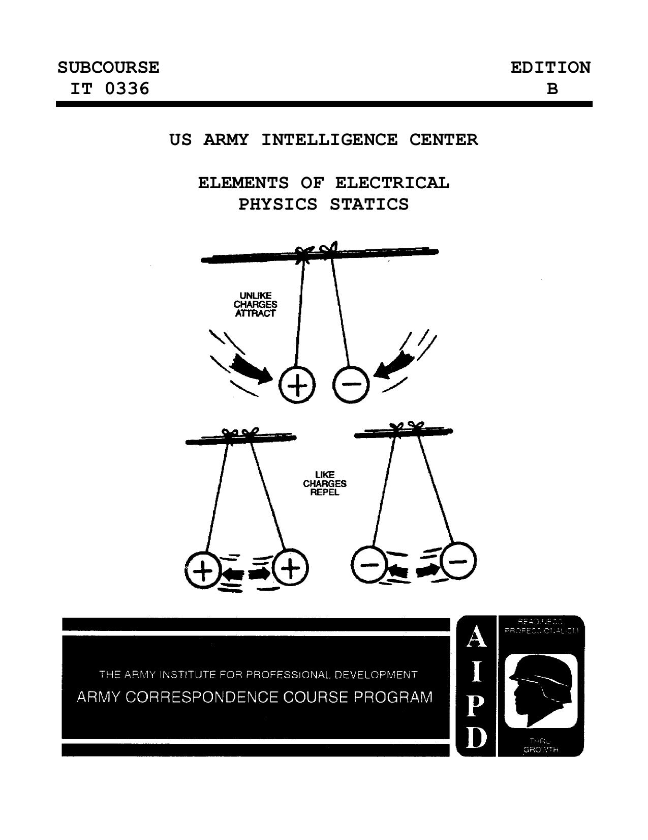 1995 US Army ELEMENTS OF ELECTRICAL PHYSICS STATICS 60p by Unknown