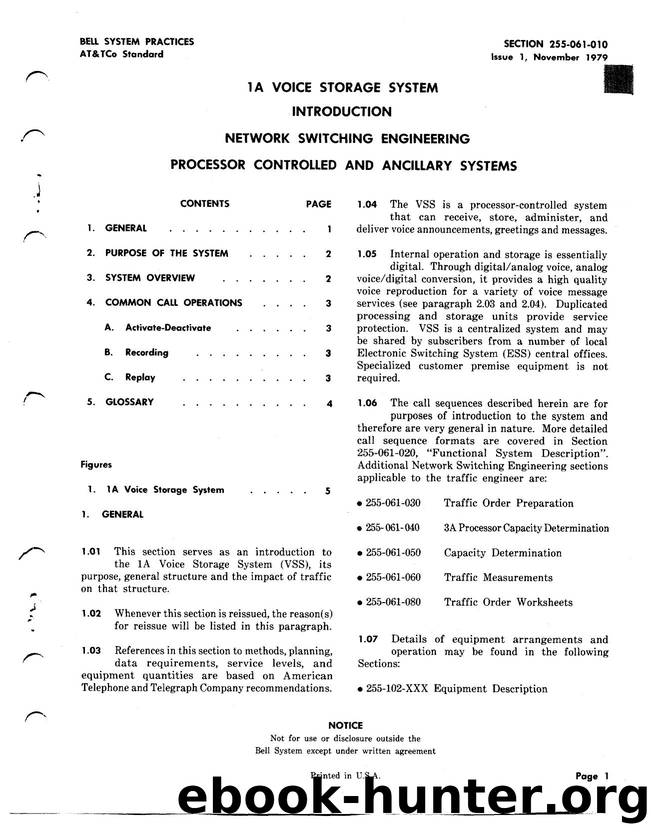 1A Voice Storage System Introduction Network Switching Engineering Processor Controlled and Ancillary Systems by AT&&T |