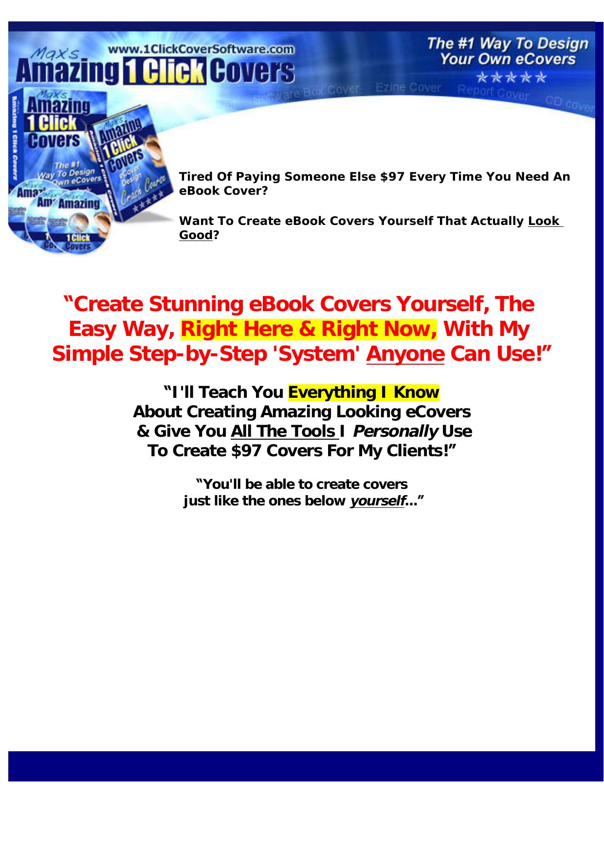 1ClickCovers The #1 Complete ECover Design Software Package. by Best of Kuszter's Collection