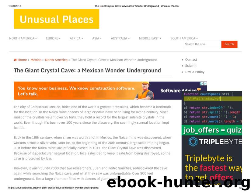 1Crystal Cave  a Mexican Wonder Underground   Unusual Places by Unknown
