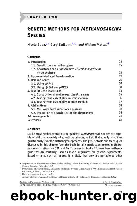 2 - Genetic Methods for Methanosarcina Species by Nicole Buan & Gargi Kulkarni & William Metcalf