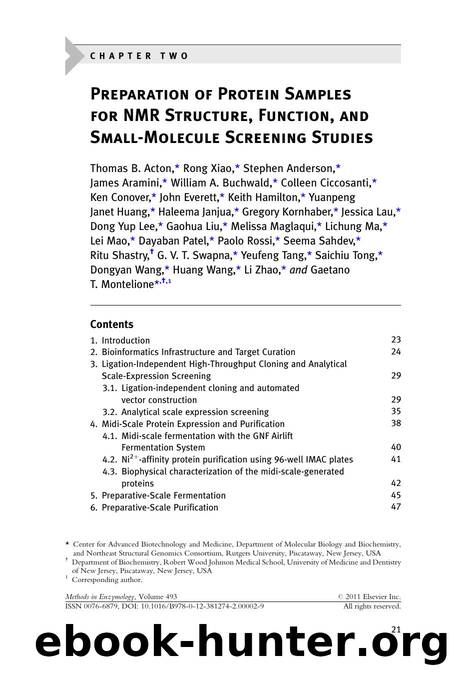 2 - Preparation of Protein Samples for NMR Structure, Function, and Small-Molecule Screening Studies by unknow