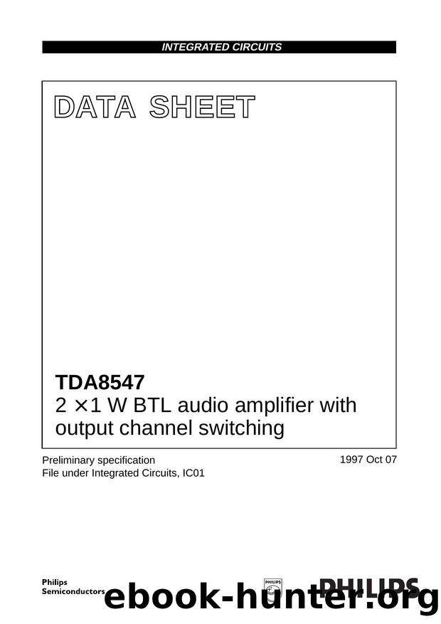 2 x 1 W BTL audio amplifier with output channel switching by Philips Semiconductors