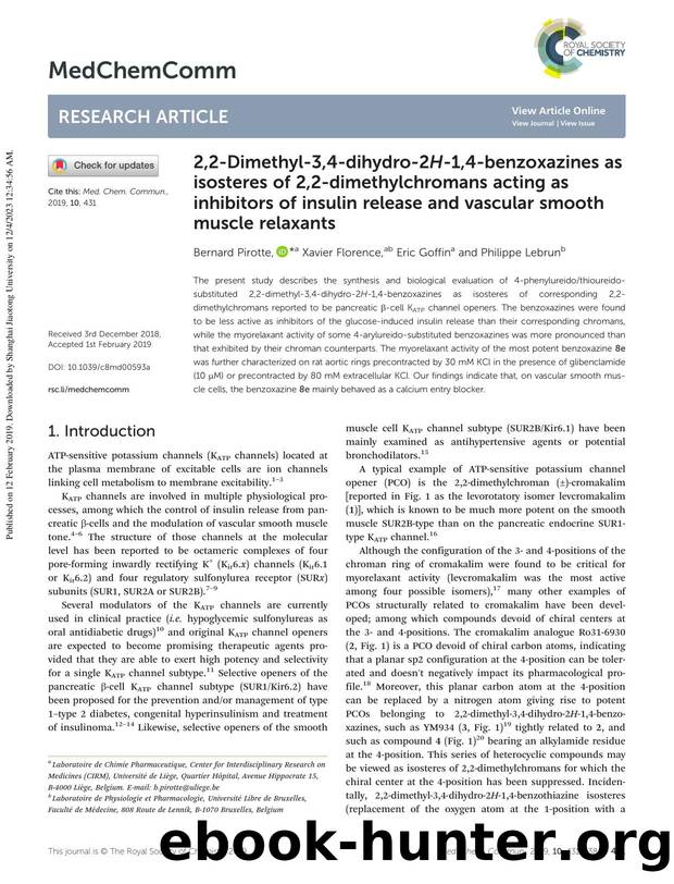 2,2-Dimethyl-3,4-dihydro-2H-1,4-benzoxazines as isosteres of 2,2-dimethylchromans acting as inhibitors of insulin release and vascular smooth muscle relaxants by Bernard Pirotte & Xavier Florence & Eric Goffin & Philippe Lebrun