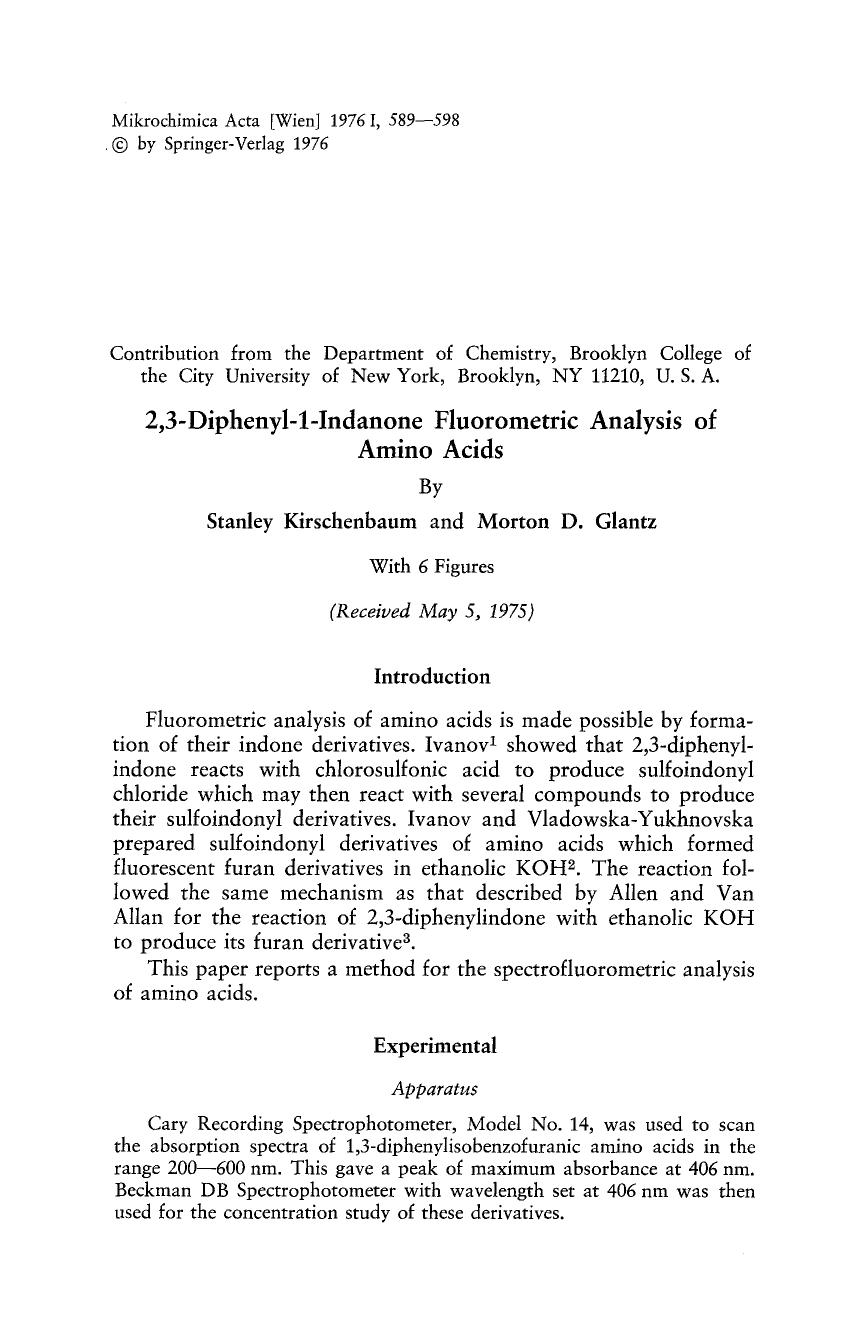 2,3-diphenyl-1-indanone fluorometric analysis of amino acids by Unknown