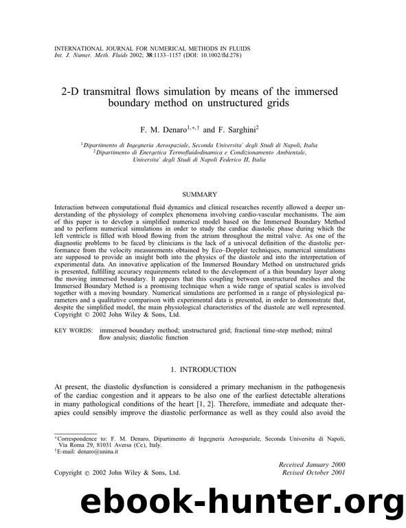 2-D transmitral flows simulation by means of the immersed boundary method on unstructured grids by Unknown